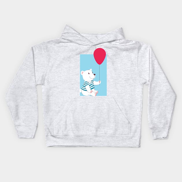 Ice Bear With Red Ballon Kids Hoodie by JFDesign123